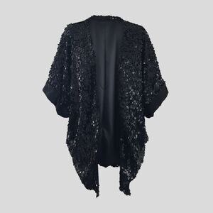 Upson Downes Black Sequin Short Sleeve Cocktail Evening Going Out Jacket - M